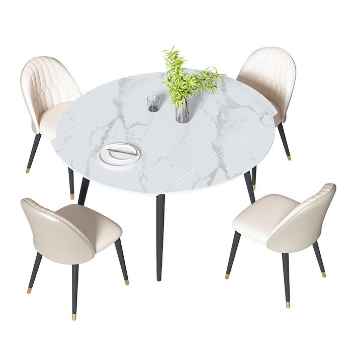 Sintered Stone Top Round Table for Restaurant Modern Dining Table with 4 Legs Clearhalo ' dining_table' 'Dining Tables & Seating' 'Dining Tables' 'furn' 'furn_dining_table' 'Furniture' 'furniture_dining_table' 'Kitchen & Dining Furniture' 'kitchen&dining_furn' 'kitchen' 'kitchen_dining_table' 1200x1200_fa3e97f1-638d-487d-92f5-c72ceb41224b