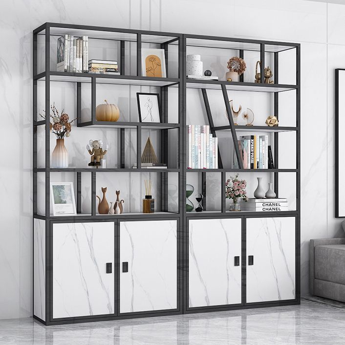 11.81"W Bookcase Glam Style Open Back Bookshelf with Cabinets for Office Home Clearhalo 'Bookcases' 'furn' 'furn_bookcases' 'Furniture' 'furniture_bookcases' 'kitchen' 'kitchen_bookcases' 'Living Room Furniture' 'Office Furniture' 1200x1200_fa3f267b-917f-4329-ad9e-f70d9115f268