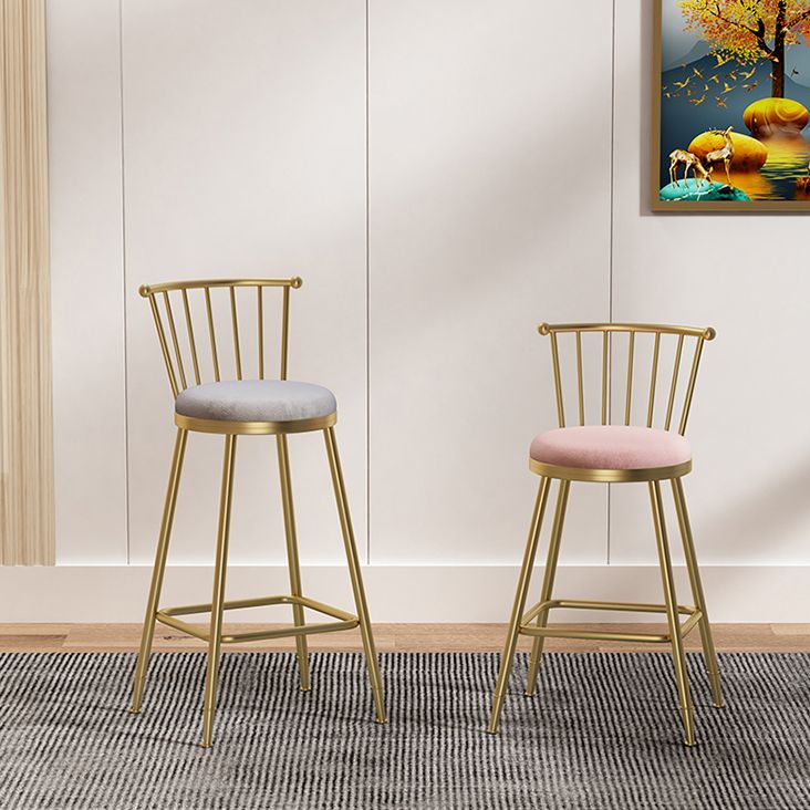 Nordic Armless Backrest Counter Stool Iron Dessert Shop Bar Stool with Pedal and Cushion Clearhalo 'Bar Furniture' 'Bar Stools' 'bar_stools' 'furn' 'furn_bar_stools' 'Furniture' 'Kitchen & Dining Furniture' 1200x1200_fa3f4a19-59aa-4c0e-aea5-4785053ba189