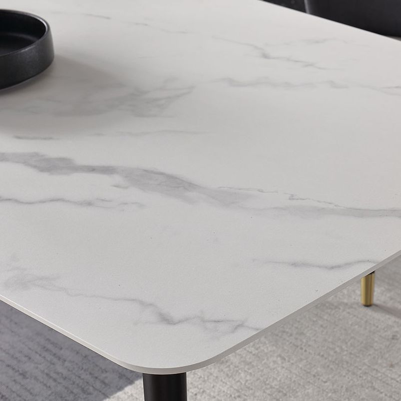 Traditional Luxury Dining Table Rectangle Sintered Stone 4 Legs Dining Table with Black Frame Clearhalo ' dining_table' 'Dining Tables & Seating' 'Dining Tables' 'furn' 'furn_dining_table' 'Furniture' 'furniture_dining_table' 'Kitchen & Dining Furniture' 'kitchen&dining_furn' 'kitchen' 'kitchen_dining_table' 1200x1200_fa3f4de7-9956-49cb-9eec-787040a46cb6
