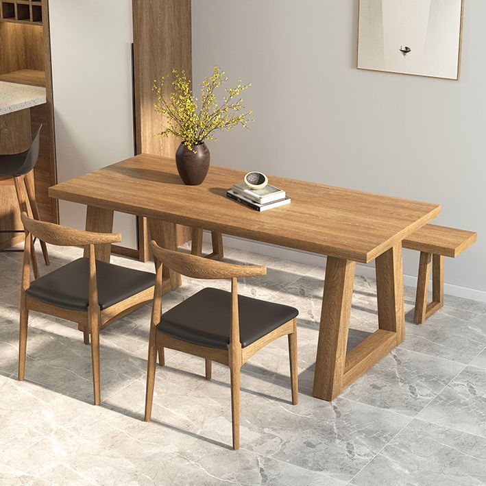 Pine Wood Top Dining Table Modern Rectangle Table with Solid Wood Sled Base Clearhalo 'Dining Tables & Seating' 'Dining Tables' 'dining_table' 'furn' 'furn_dining_table' 'Furniture' 'furniture_dining_table' 'Kitchen & Dining Furniture' 'kitchen' 'kitchen_dining_table' 1200x1200_fa419e8b-95f3-41a5-81fe-32a7803f23be