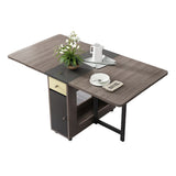 Rectangle Mid-Century Modern Dining Table Drop-Leaf Table with Solid Wood Base Clearhalo ' dining_table' 'Dining Tables & Seating' 'Dining Tables' 'furn' 'furn_dining_table' 'Furniture' 'furniture_dining_table' 'Kitchen & Dining Furniture' 'kitchen&dining_furn' 'kitchen' 'kitchen_dining_table' 1200x1200_fa43b9a4-51b1-4712-b0c9-aae206cb3476