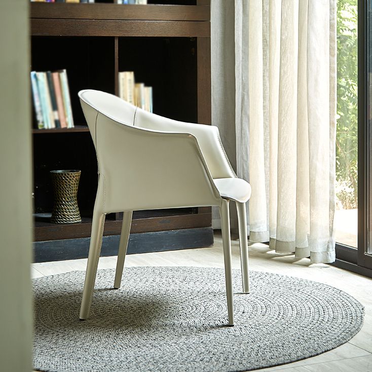 Minimalist Kitchen Dining Arm Chair Solid Back PU Leather Dining Arm Chair Clearhalo ' kitchen&dining_furn' 'Dining Chairs' 'Dining Tables & Seating' 'dining_chair' 'furn' 'furn_dining_chair' 'Furniture' 'furniture_dining_chair' 'Kitchen & Dining Furniture' 'kitchen' 1200x1200_fa458e9d-8583-4a9f-9bf7-6eaef6f2d21d