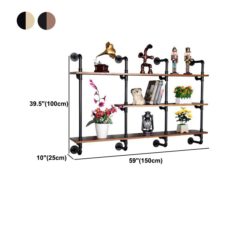 Industrial Wall Mounted Bookshelf with Black Iron Frame Pine Wood Shelf Clearhalo 'Bookcases' 'furn' 'furn_bookcases' 'Furniture' 'furniture_bookcases' 'kitchen' 'kitchen_bookcases' 'Living Room Furniture' 'Office Furniture' 1200x1200_fa48177a-2675-40ab-abab-a3b70d333503