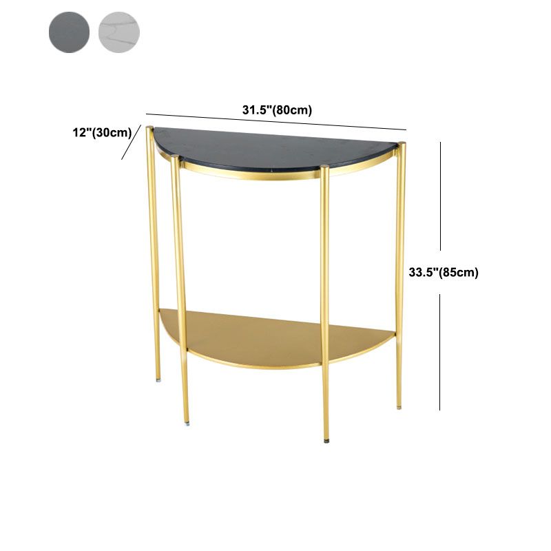 Tavolino console in marmo glam mezza luna 4 gambe accento tavolo per hall