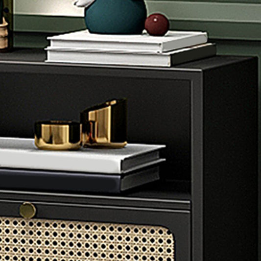 Moderna mesita de noche de vidrio Gabinete de noche inferior con puerta para el dormitorio