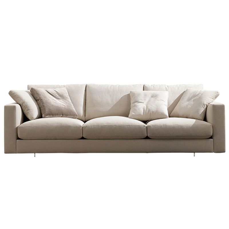 Creamy White Square Arm Contemporary Sofa with Loose Back with Multiple Cushions Clearhalo 'furn' 'furn_sofas' 'Furniture' 'furniture_sofas' 'kitchen' 'kitchen_sofas' 'Living Room Furniture' 'Sofa' 'sofas' 1200x1200_fa49cc4f-2274-4cf5-abac-a65afa5a1db7