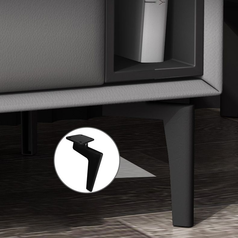 Table de nuit en cuir et en bois moderne table de chevet ouverte minimaliste avec jambes