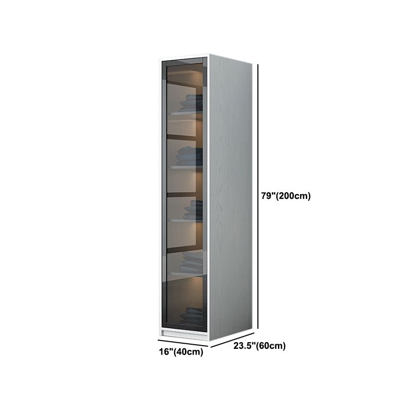 Contemporary Wardrobe Closet Wood and Glass Wardrobe Armoire