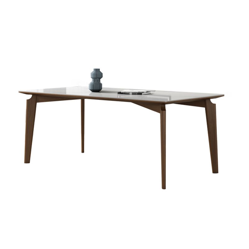Mid-Century Modern Rectangle Dining Table White Sintered Stone Table with 4 Ash Solid Wood Legs Clearhalo ' dining_table' 'Dining Tables & Seating' 'Dining Tables' 'furn' 'furn_dining_table' 'Furniture' 'furniture_dining_table' 'Kitchen & Dining Furniture' 'kitchen&dining_furn' 'kitchen' 'kitchen_dining_table' 1200x1200_fa501467-27c5-4484-a732-e3c9c1c7d4ad
