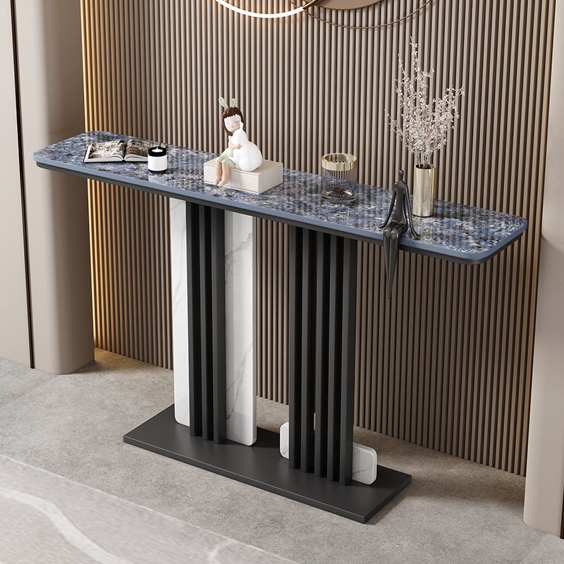 Contemporary Slate Sofa Table Scratch Resistant Stain Resistant Console Table Clearhalo 'Console Tables' 'console_tables' 'Entry & Mudroom Furniture' 'furn' 'furn_console_tables' 'Furniture' 1200x1200_fa50a027-d7df-42ee-93fa-e1952d824b59