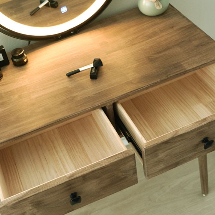 Scandinavian with Drawer Natural Lighted Mirror Bedroom Make-up Vanity Clearhalo 'Bedroom Furniture' 'furn' 'furn_makeup_vanities' 'Furniture' 'Makeup Vanities' 'makeup_vanities' 1200x1200_fa5250fe-8f32-4715-b2fc-9a3f5cf8b1ac