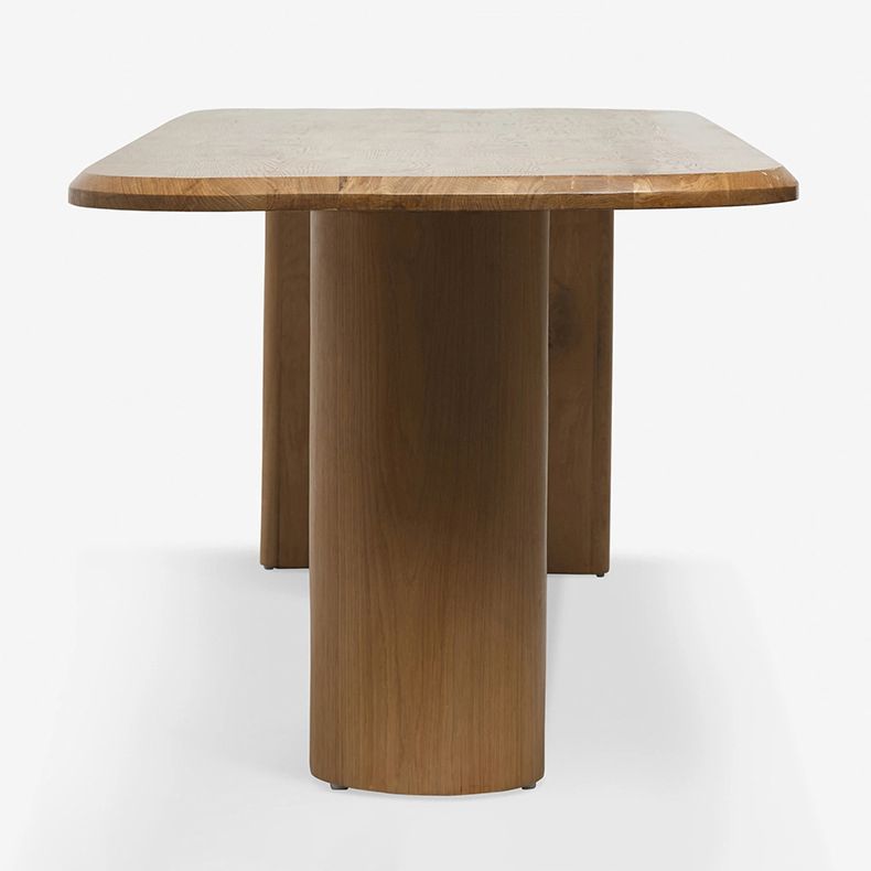 Mesa de comedor de madera de madera Mesa de comedor ovalada moderna con base de doble pedestal