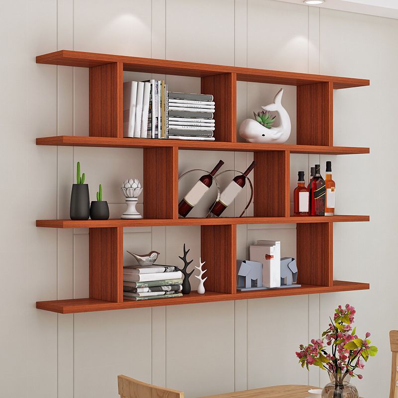 3-Shelf Modern and Contemporary Wood Bookcase Wall Mounted Book Shelf for Living Room