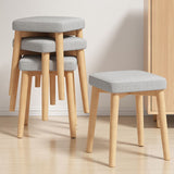 Wood Pouf Contemporary Square Solid Color Ottoman with Wooden Feet