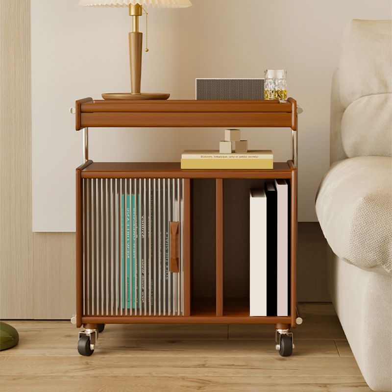 Mid eeuwen Moderne bijzettafeltje Dubbele laag houten accent bijzettafel met plank