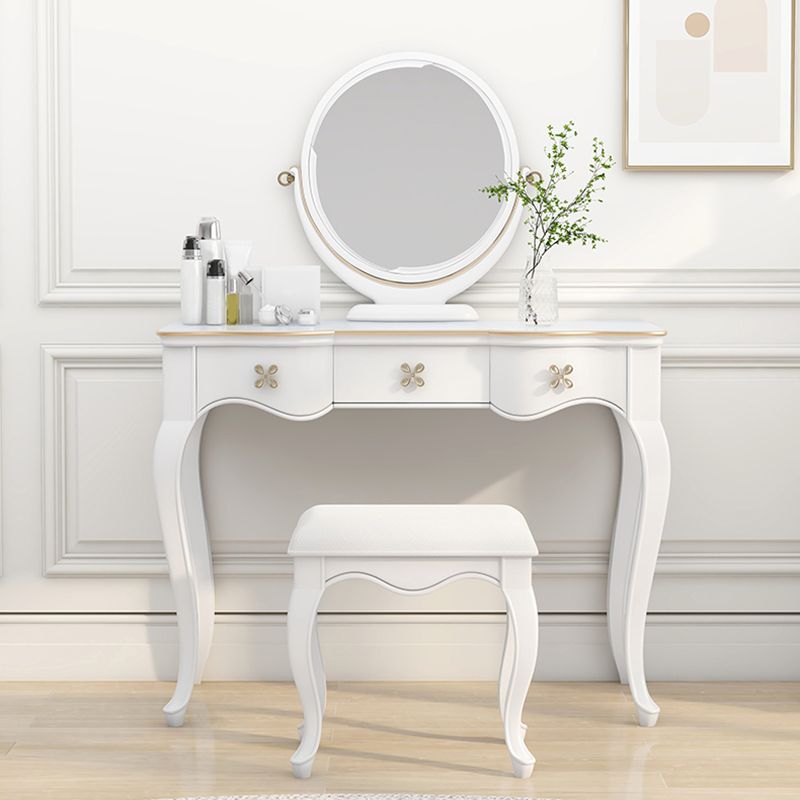 3 Storage Drawers & Mirror Vanity Set Victorian Wood Make-up Vanity