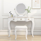 3 Storage Drawers & Mirror Vanity Set Victorian Wood Make-up Vanity