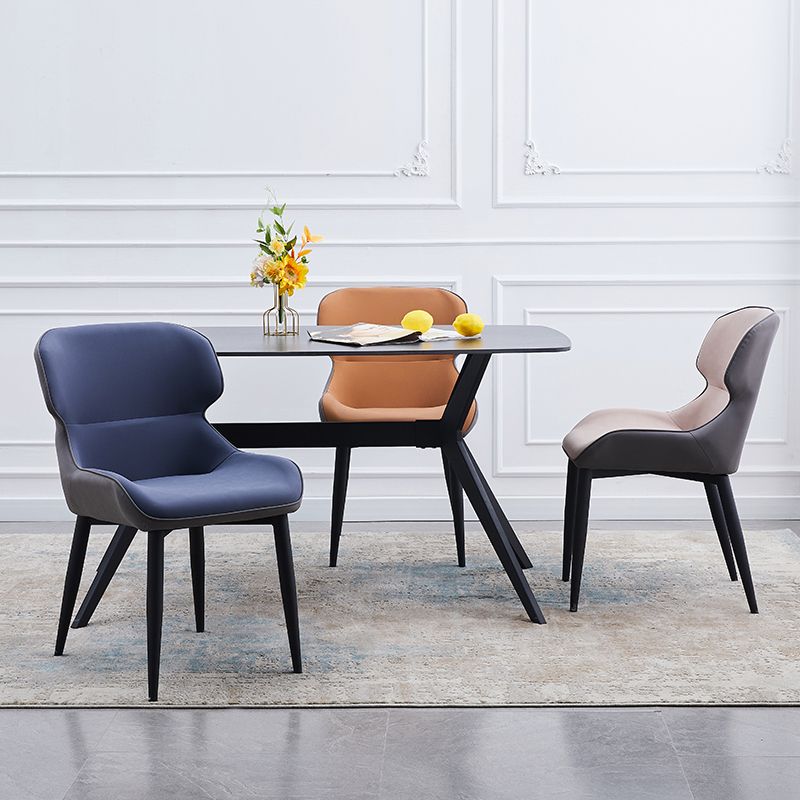 Contemporary Style Kitchen Metal Dining Chairs Dining Wingback Arm Side Chairs Clearhalo ' kitchen&dining_furn' 'Dining Chairs' 'Dining Tables & Seating' 'dining_chair' 'furn' 'furn_dining_chair' 'Furniture' 'furniture_dining_chair' 'Kitchen & Dining Furniture' 'kitchen' 1200x1200_fa5666bd-13e6-4f37-bdea-ba0c68377142