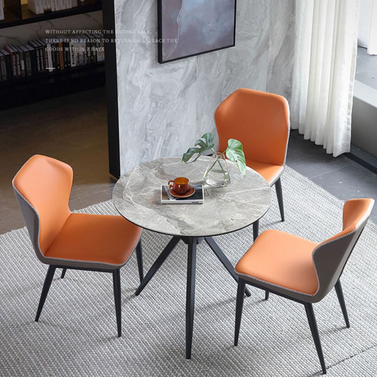Modern Style Round Dining Table Sintered Stone Table with Metal Base for Home Use Clearhalo ' dining_table' 'Dining Tables & Seating' 'Dining Tables' 'furn' 'furn_dining_table' 'Furniture' 'furniture_dining_table' 'Kitchen & Dining Furniture' 'kitchen&dining_furn' 'kitchen' 'kitchen_dining_table' 1200x1200_fa573484-2583-47ba-b19c-f28ea3b32e7b