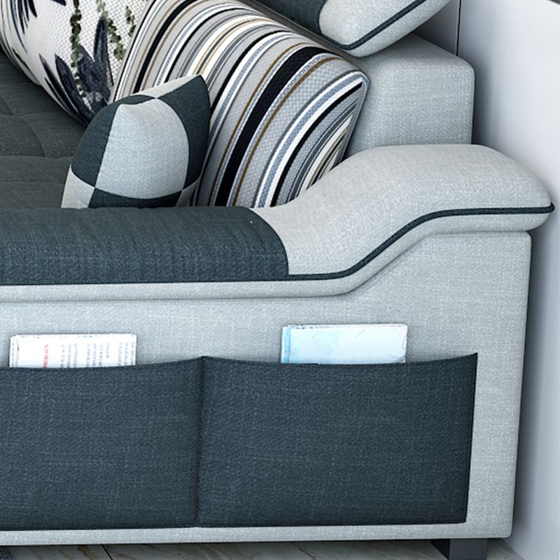 Contemporary Sloped Arms Modular L-Shape Furniture Sectionals