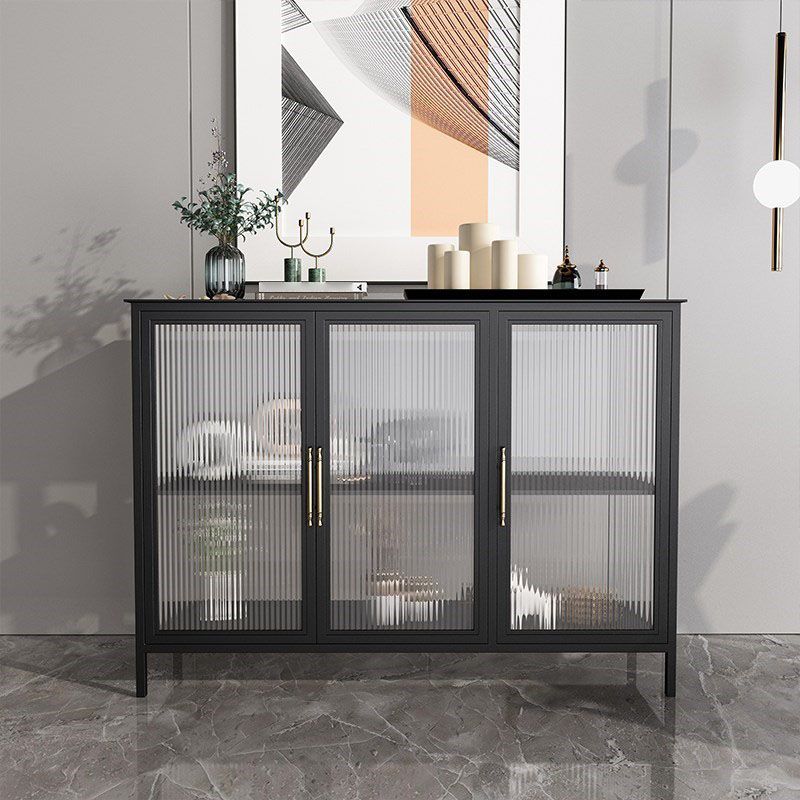 Glam Iron Dining Server Glass Doors Cabinet Sideboard per il ristorante