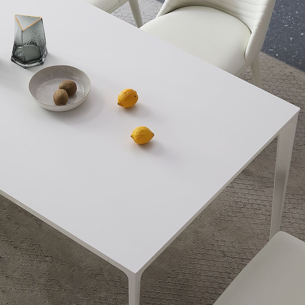 Modern Rectangle Dining Table Stone Top Table with Metal Base in White Clearhalo 'Dining Tables & Seating' 'Dining Tables' 'dining_table' 'Furniture' 'furniture_dining_table' 'Kitchen & Dining Furniture' 1200x1200_fa59b0e1-5f35-45bd-9835-e0b81ca3d827