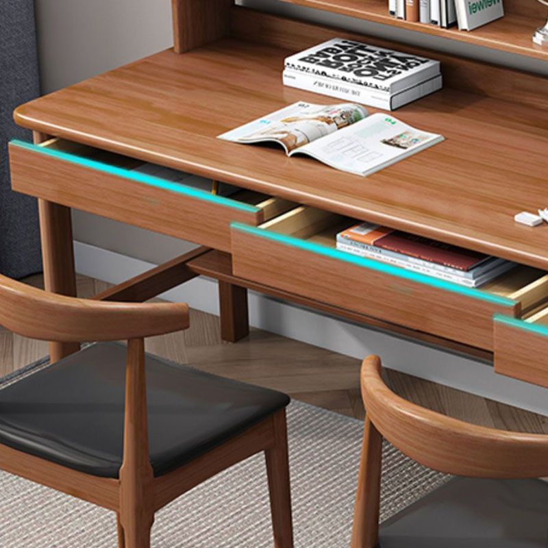 Contemporary Rectangular Solid Wood Writing Desk 3 Drawers H-shape Base Computer Desk Clearhalo 'furn' 'furn_office_desk' 'Furniture' 'Office Desks' 'Office Furniture' 'office_desk' 1200x1200_fa59d32b-fc56-44ae-9017-235c970ff626