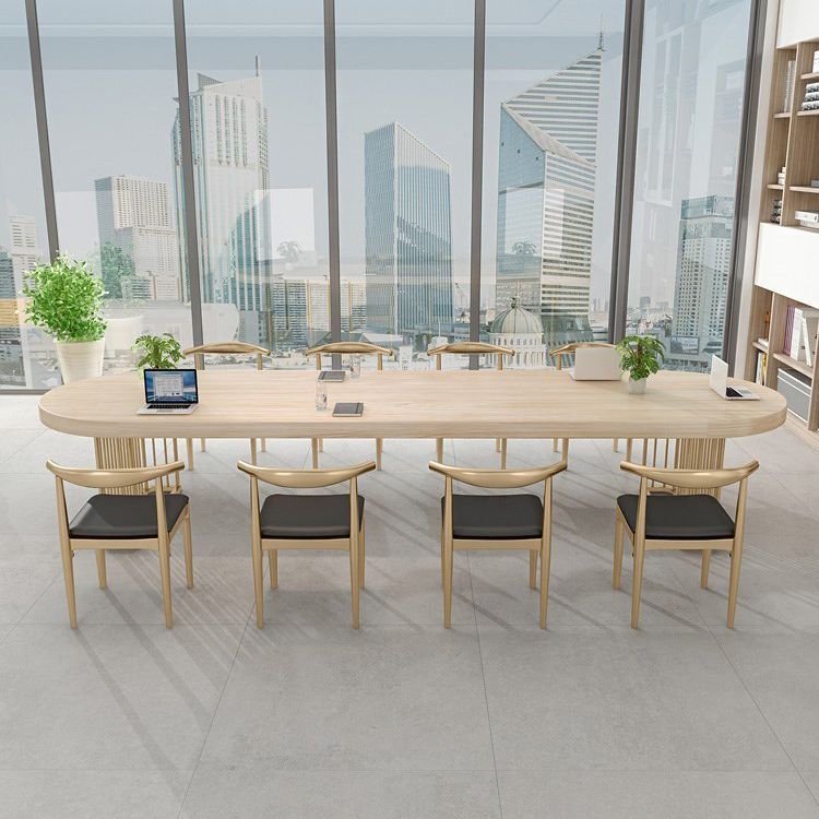 Escritorio de oficina de estilo contemporáneo Reunión ovalada de madera maciza escritura de escritura