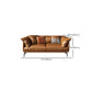 Modern Pillow Back Sofa Orange Genuine Leather Tuxedo Arm Sofa
