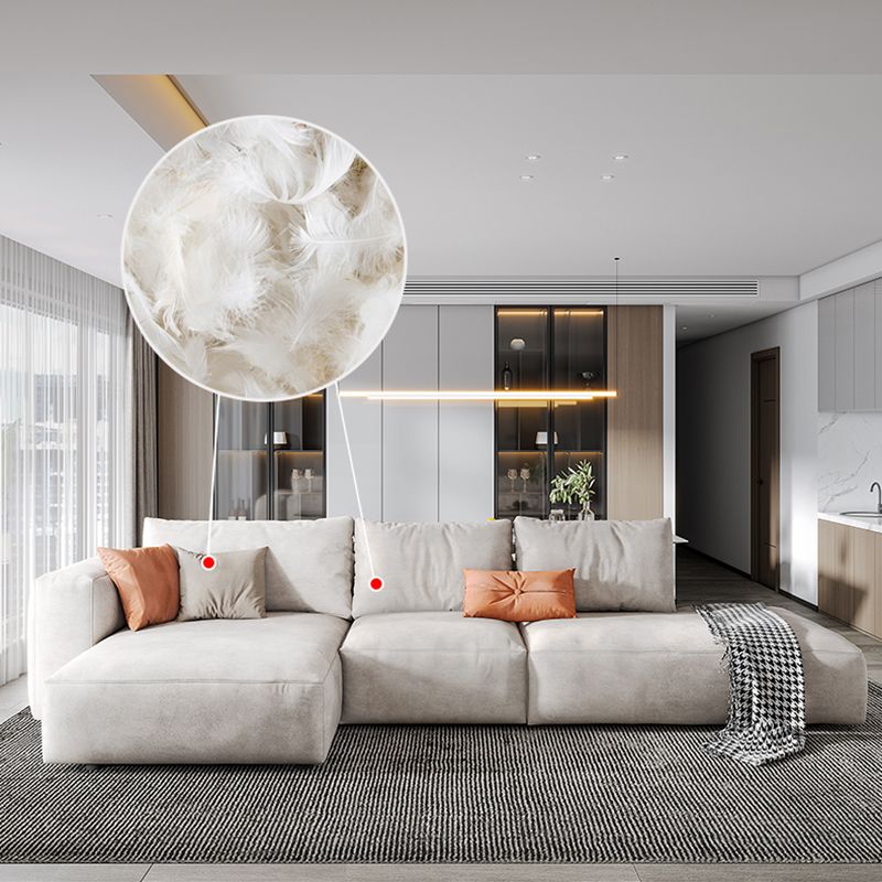 Sofá de brazo cuadrado de cuero falso con chaise moderno sofá de espalda suelta en gris