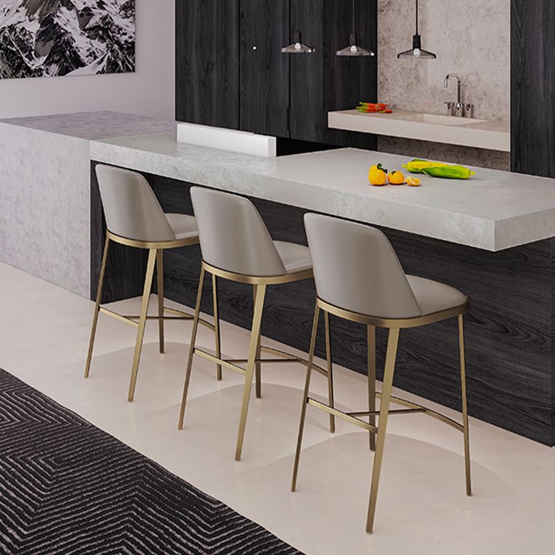 Glam Leather Bar Stool Backrest Gold Frame Counter Stool for Bristol