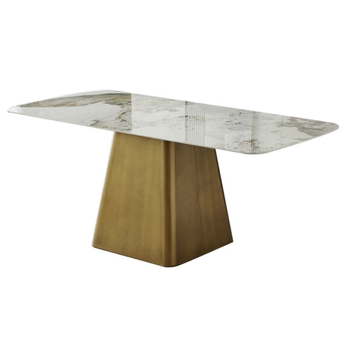 Metal Traditional Luxury Rectangle Indoor Table Sintered Stone Table with Pedestal Clearhalo ' dining_table' 'Dining Tables & Seating' 'Dining Tables' 'furn' 'furn_dining_table' 'Furniture' 'furniture_dining_table' 'Kitchen & Dining Furniture' 'kitchen&dining_furn' 'kitchen' 'kitchen_dining_table' 1200x1200_fa5fdf1d-5322-4d14-b4ab-2451e22fe676