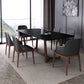 Matte Black Top Dinette Table with Wooden Frame Modern Indoor Dining Table