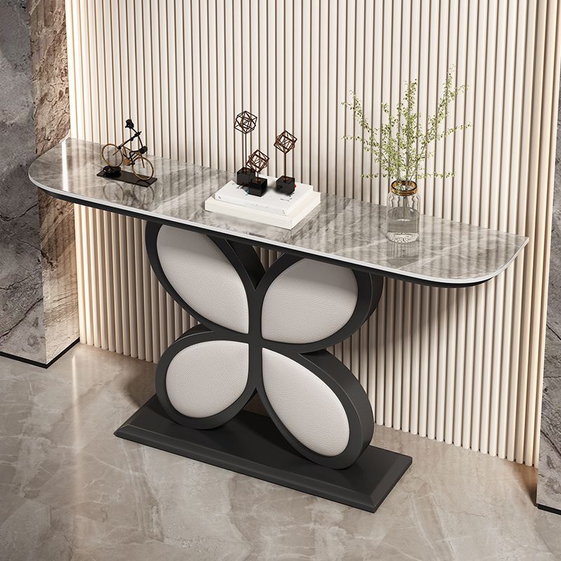 Mesa de acento de media luna Acabado antiguo Mesa de sofá de consola en piedra