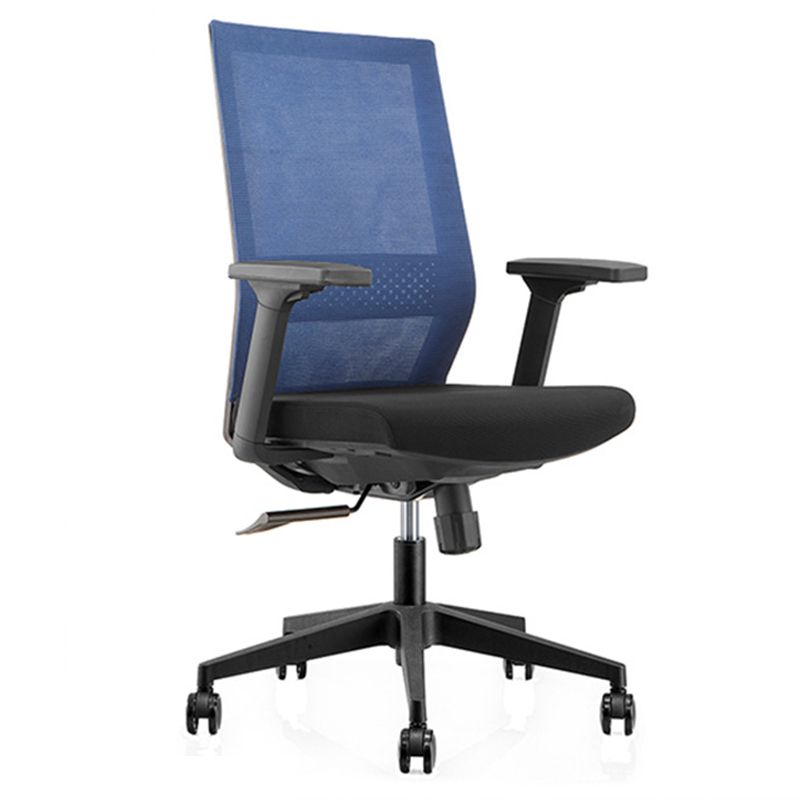 Modern Desk Chair Mesh Computer Chair in Black/Blue Mid-Back Chair with Wheels Clearhalo 'furn' 'furn_office_chair' 'Furniture' 'Office Chairs' 'Office Furniture' 'office_chair' 1200x1200_fa627a64-0293-402b-bb96-f976a809bf73