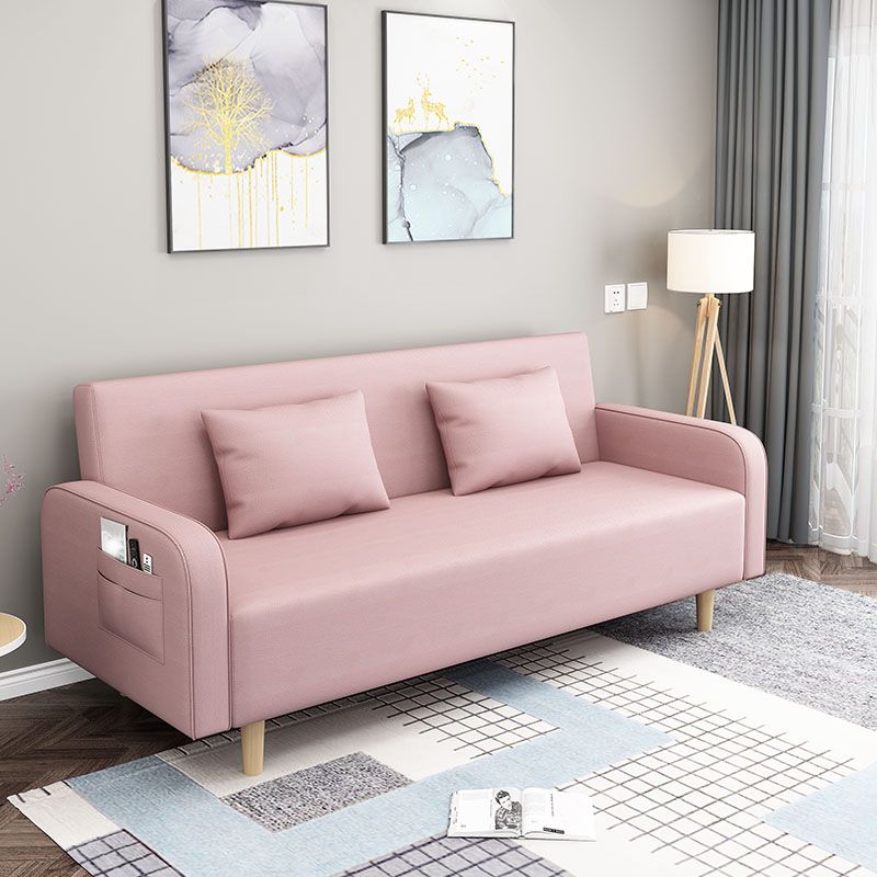 29.5"H Contemporary Solid Color Square Arm Convertible Sleeper Sofa for Apartment Clearhalo 'furn' 'furn_sofas' 'Furniture' 'furniture_sofas' 'kitchen' 'kitchen_sofas' 'Living Room Furniture' 'Sofa' 'sofas' 1200x1200_fa62c63d-8667-4814-9dff-c726bee5301f