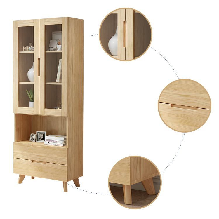 Scandinavian Solid Wood Bookcase Natural Closed Back Bookshelf with Door Clearhalo 'Bookcases' 'furn' 'furn_bookcases' 'Furniture' 'furniture_bookcases' 'Office Furniture' 1200x1200_fa637c4e-1eb6-4e5c-aea7-caadcd3b383e