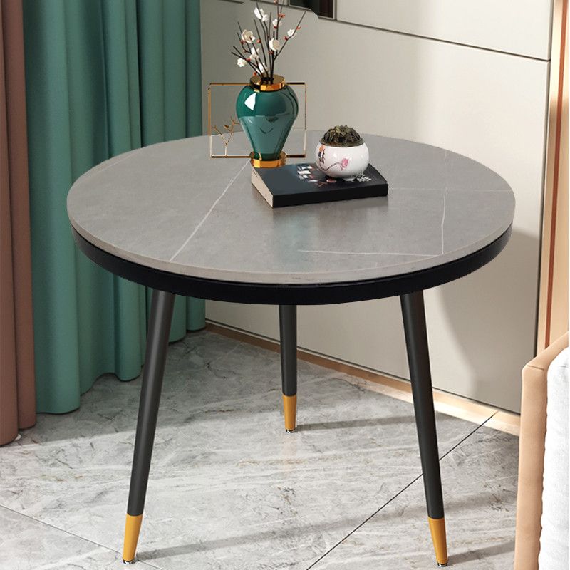 23.6" Tall Modern Round Slate Top Side Table Metal 3 Legs End Table