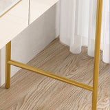 Beige ijdelheid kaptafel set ontlasting en opslagladen ijdelheid