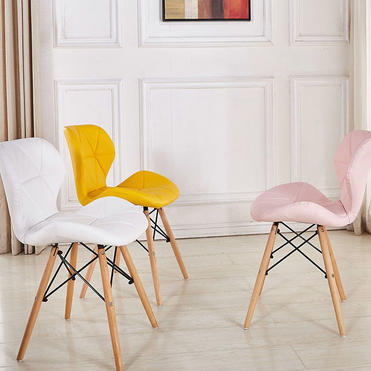 Nordic Leather Side Dining Chairs Wingback Armless Chair with Wood Legs Clearhalo ' kitchen&dining_furn' 'Dining Chairs' 'Dining Tables & Seating' 'dining_chair' 'Furniture' 'furniture_dining_chair' 'Kitchen & Dining Furniture' 'kitchen' 1200x1200_fa6764df-617f-4f9a-aa2a-fa640954c91d