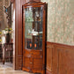 Glass Paned Solid Wood Rustic Knobs Accent Cabinet with Doors