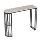 Glam Rectangle Dining Room Counter Table, Marble - 41.3" Bar Table with 2 Storage Shelves