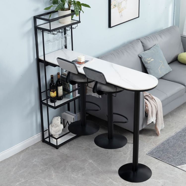 Contemporary Stone Bar Table Set 1/3 Pcs Metal Base Bar Table with Adjustable Stools Clearhalo 'Bar Furniture' 'furn' 'furn_home_bar_bar_sets' 'Furniture' 'Home Bars & Bar Sets' 'home_bar_bar_sets' 'Kitchen & Dining Furniture' 1200x1200_fa6ce4d0-486d-48b9-8831-1e070f6249d5