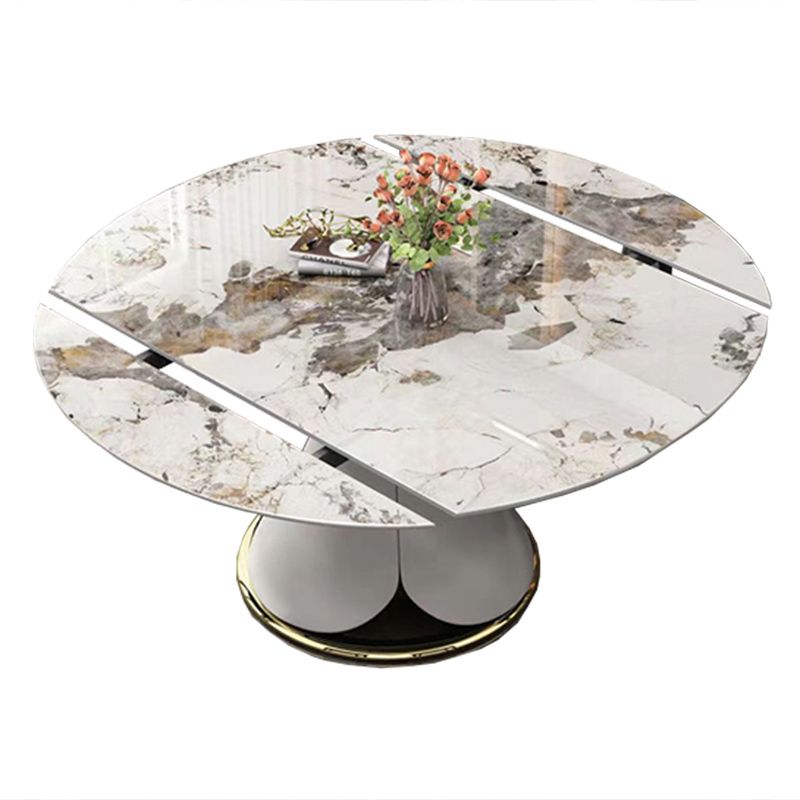 Glam Style Sintered Stone Table Pedestal Dining Table for Kitchen Clearhalo 'Dining Tables & Seating' 'Dining Tables' 'dining_table' 'furn' 'furn_dining_table' 'Furniture' 'Kitchen & Dining Furniture' 1200x1200_fa6daed4-12e4-481c-98a4-d905e9d8fd51