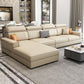 Nordic Cushions Recessed Arm Faux Leather Stationary with Storage Seating