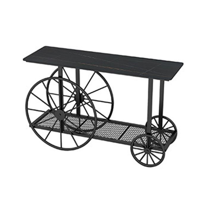 現代の鉄コンソールソファテーブル長方形の大理石のアクセントテーブルとホールの棚付き