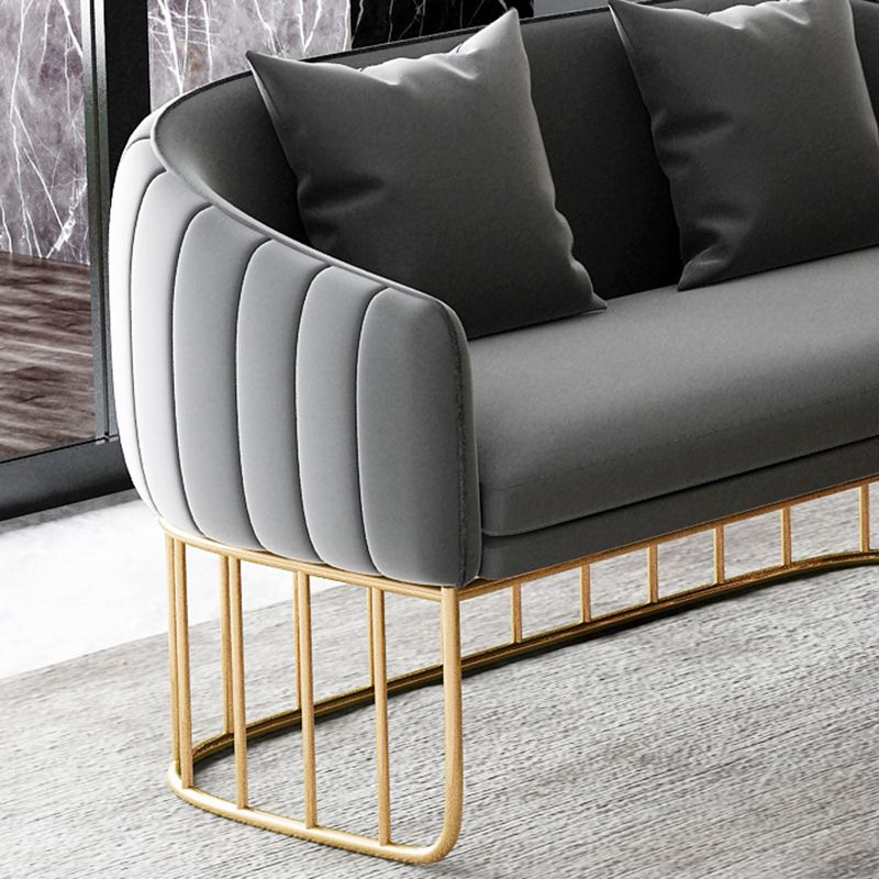 Blau/grau Samtsofa Modernismus Smoking -Arm -Sofa mit Kissen