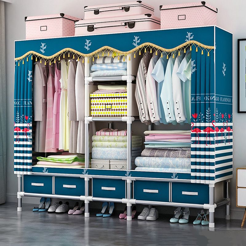 Rectangular Metal Wardrobe Industrial Style Simple Bedroom Wardrobe Closet Clearhalo 'Armoires & Wardrobes' 'armoires_wardrobes' 'Bedroom Furniture' 'furn' 'furn_armoires_wardrobes' 'Furniture' 1200x1200_fa715fbd-2cee-456d-b28a-1fe274304743