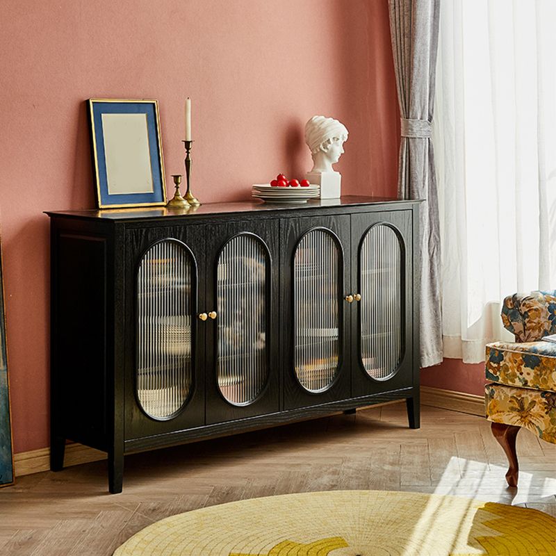 Armoire à exposition de pin scandinave armoire de rangement en verre pour le salon